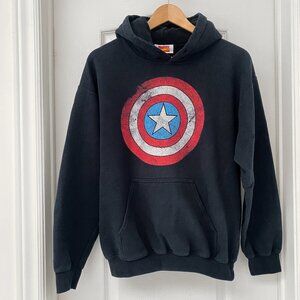 Marvel - Officially Licensed - Captain America Distressed Logo Pullover Hoodie